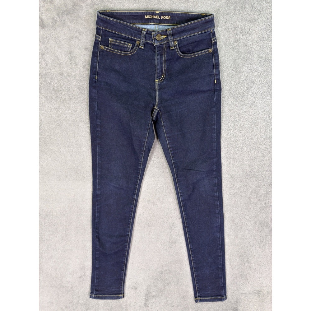 Michael Kors Jeans Womens 4 Blue Dark Wash Denim Mid Rise Izzy Skinny Ankle